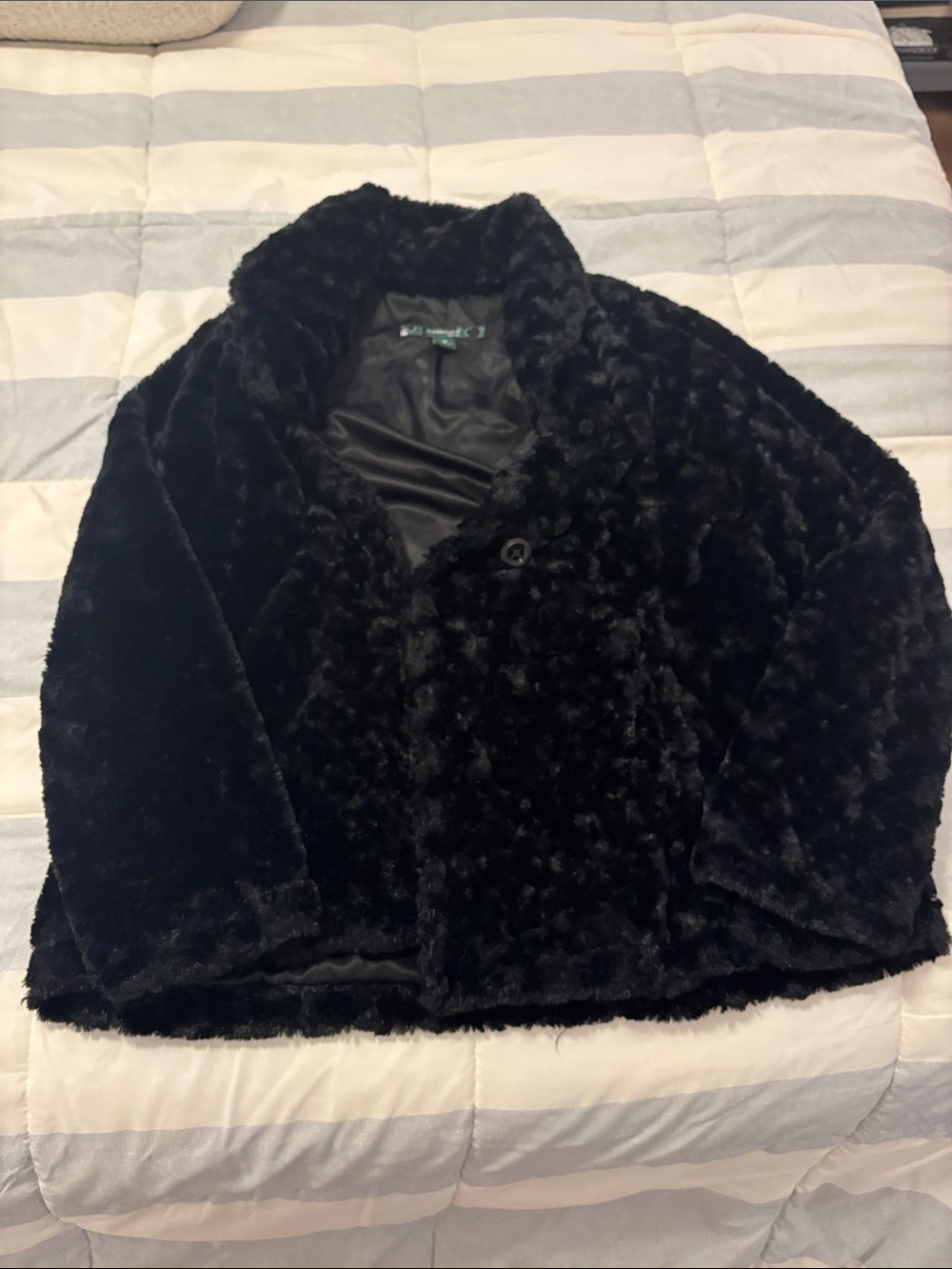 Plush Black Teddy Jacket Faux Fur Coat - Women's